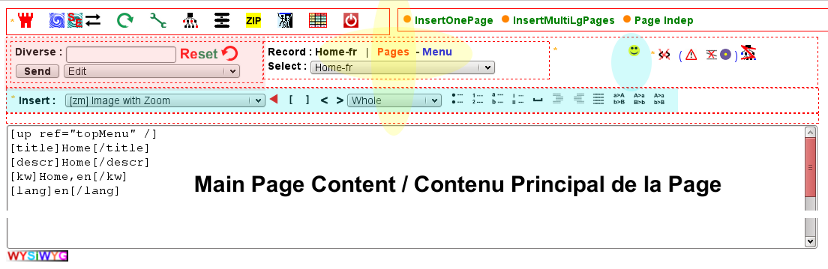 Editeur principal en mode Pages